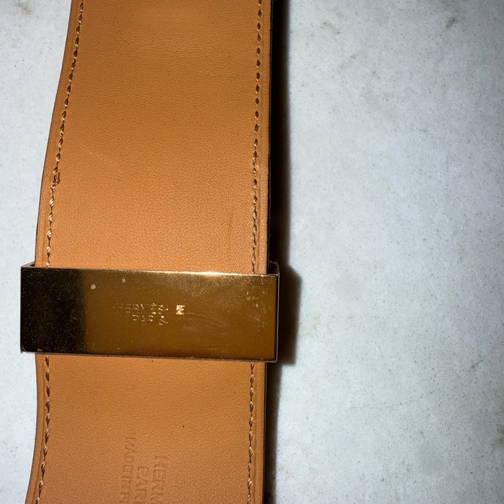 RARE Hermès Tan Leather Belt with Gold Buckle